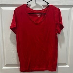 Time and Tru Red Fitted Short Sleeve T-Shirt